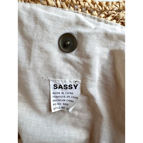 Boho Beach Bag Tote Straw Crochet Slouchy Summer Festival Farmer's Market Clean - Picture 8 of 11